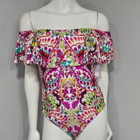 Trina Turk Printed Ruffle One-Piece Swimsuit - Picture 2 of 13